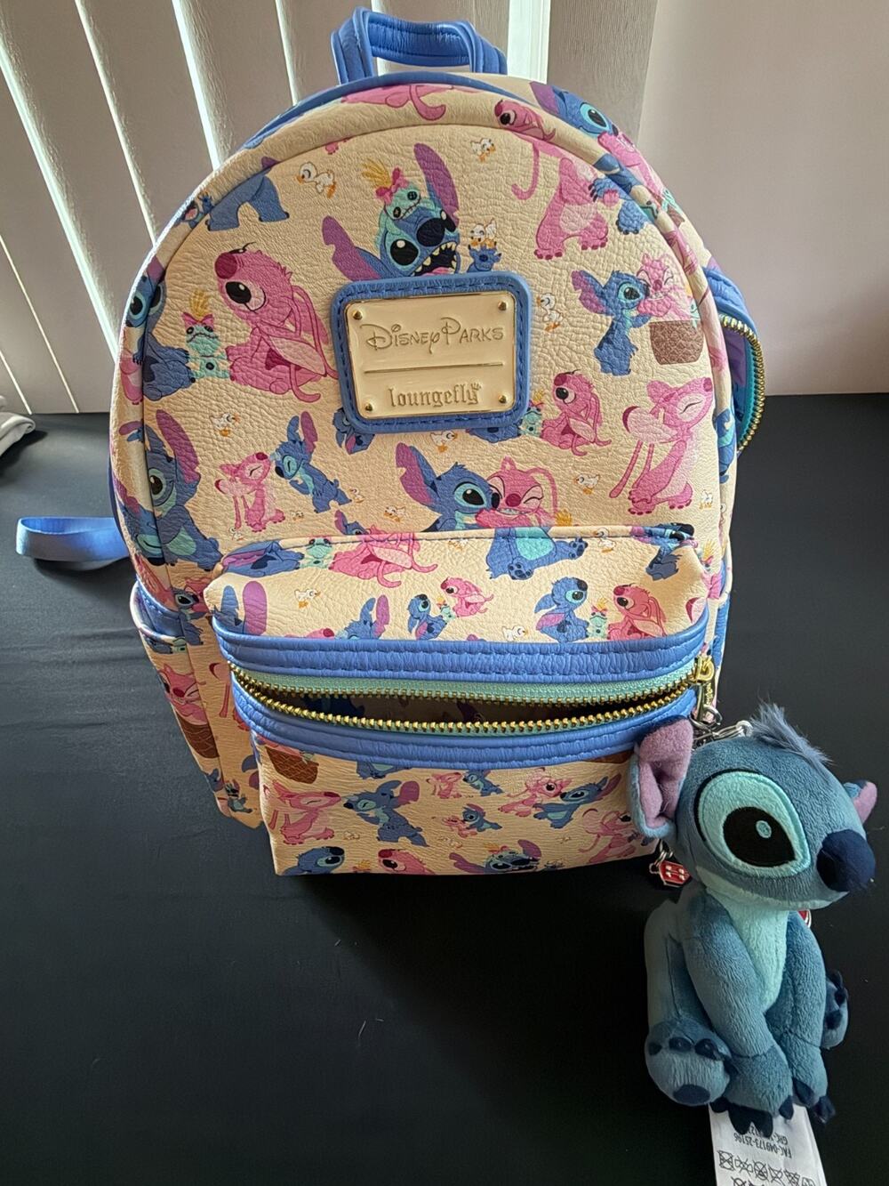 Disney Parks Loungefly Stitch Angel Mini Backpack w/ Plush Charm